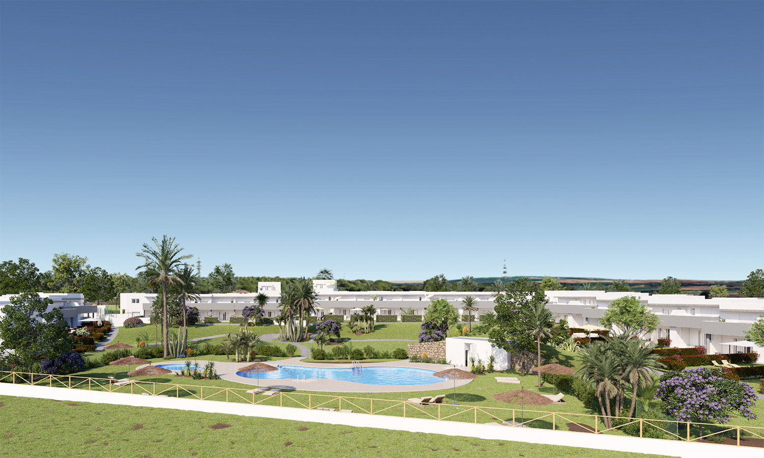 Vista frontal de las viviendas