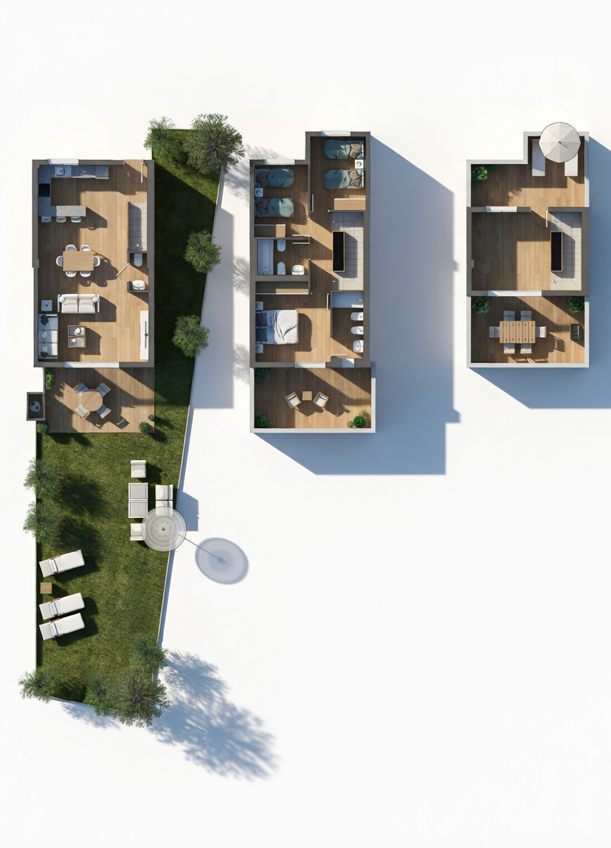 Vivienda 17, Tipo C6, planta baja, planta primera y cubierta